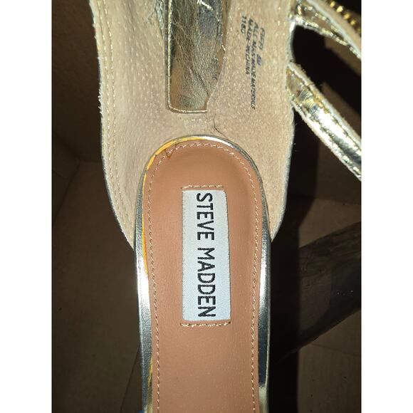 Steve Madden Gold Strappy Bling Heels Pre-Owned Good Condition - Picture 7 of 8